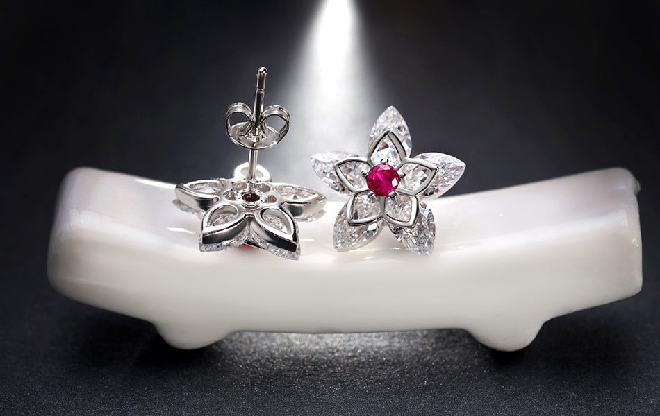 Cute Flower Crystal Stud Earring - jewelery-light