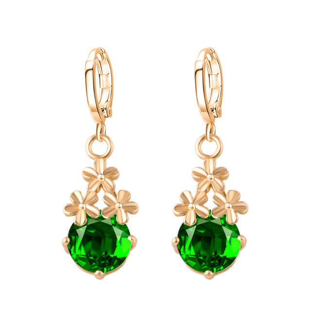 New Crystal Flower Drop Earrings - jewelery-light