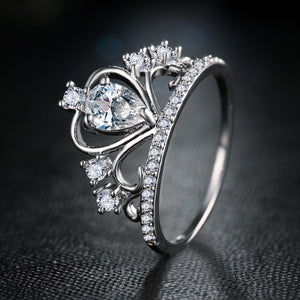 Crystal Heart Crown Rings For Women New Lover - jewelery-light