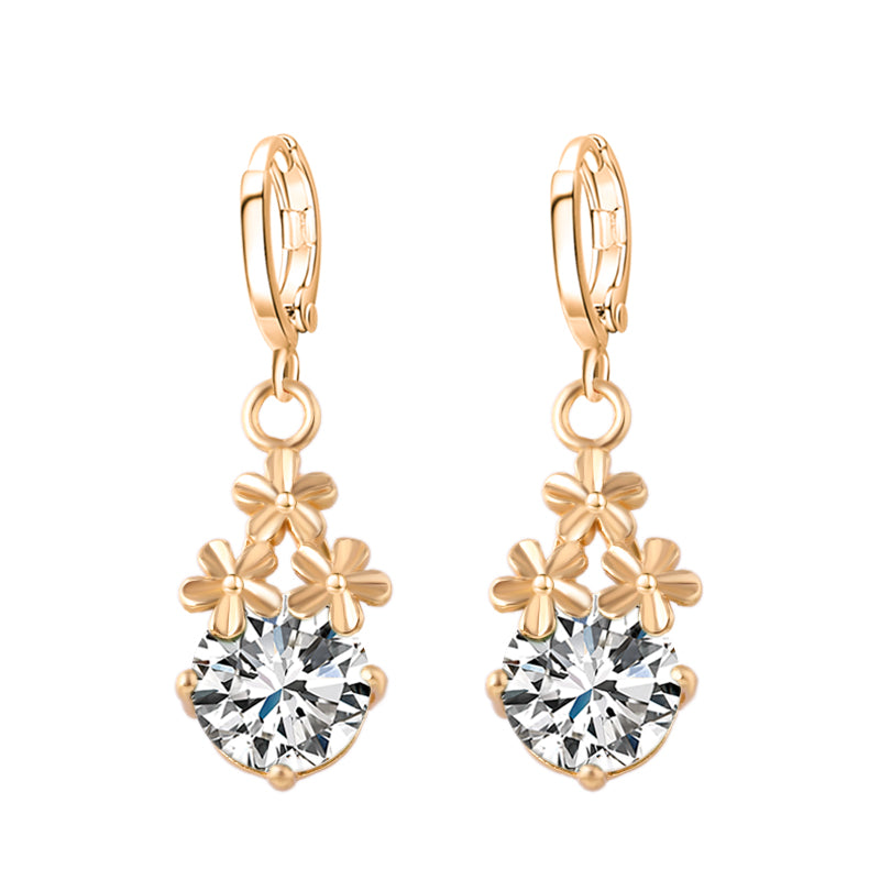 New Crystal Flower Drop Earrings - jewelery-light