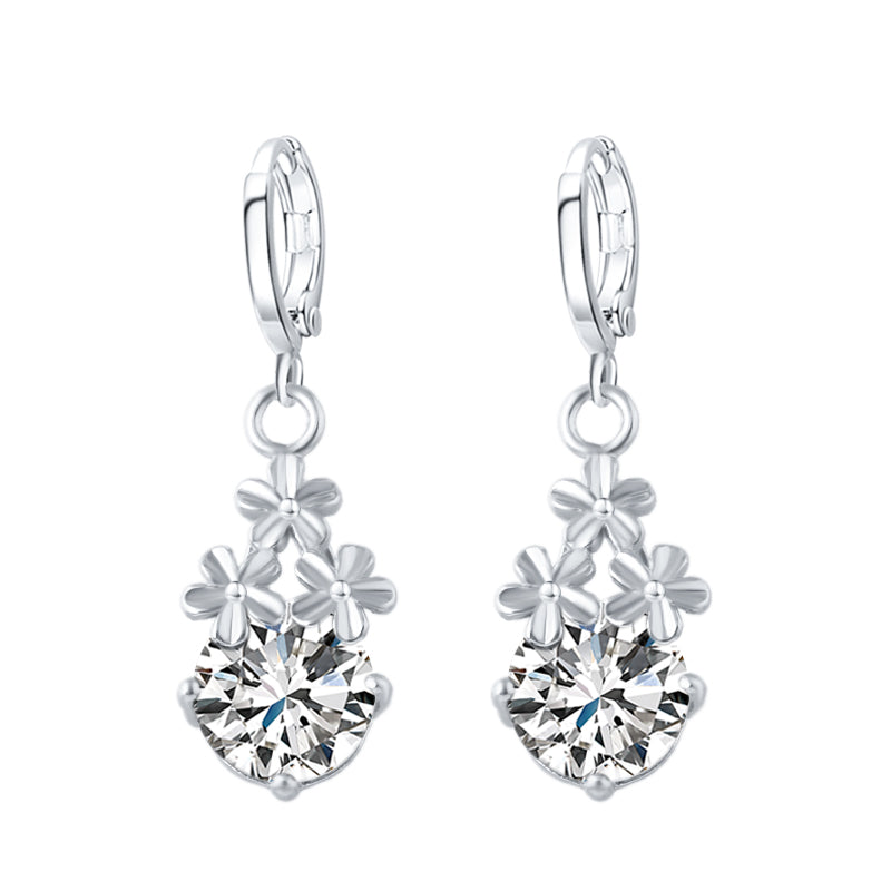 New Crystal Flower Drop Earrings - jewelery-light