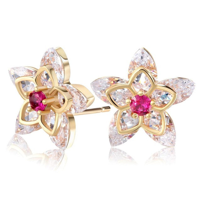 Cute Flower Crystal Stud Earring - jewelery-light