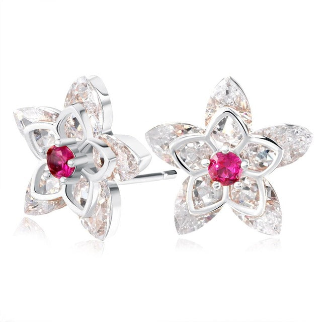 Cute Flower Crystal Stud Earring - jewelery-light