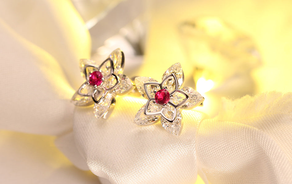 Cute Flower Crystal Stud Earring - jewelery-light