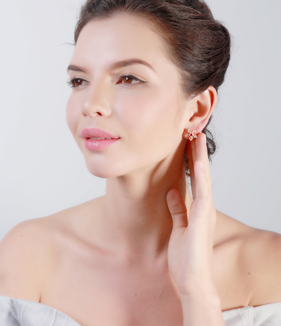 Cute Flower Crystal Stud Earring - jewelery-light