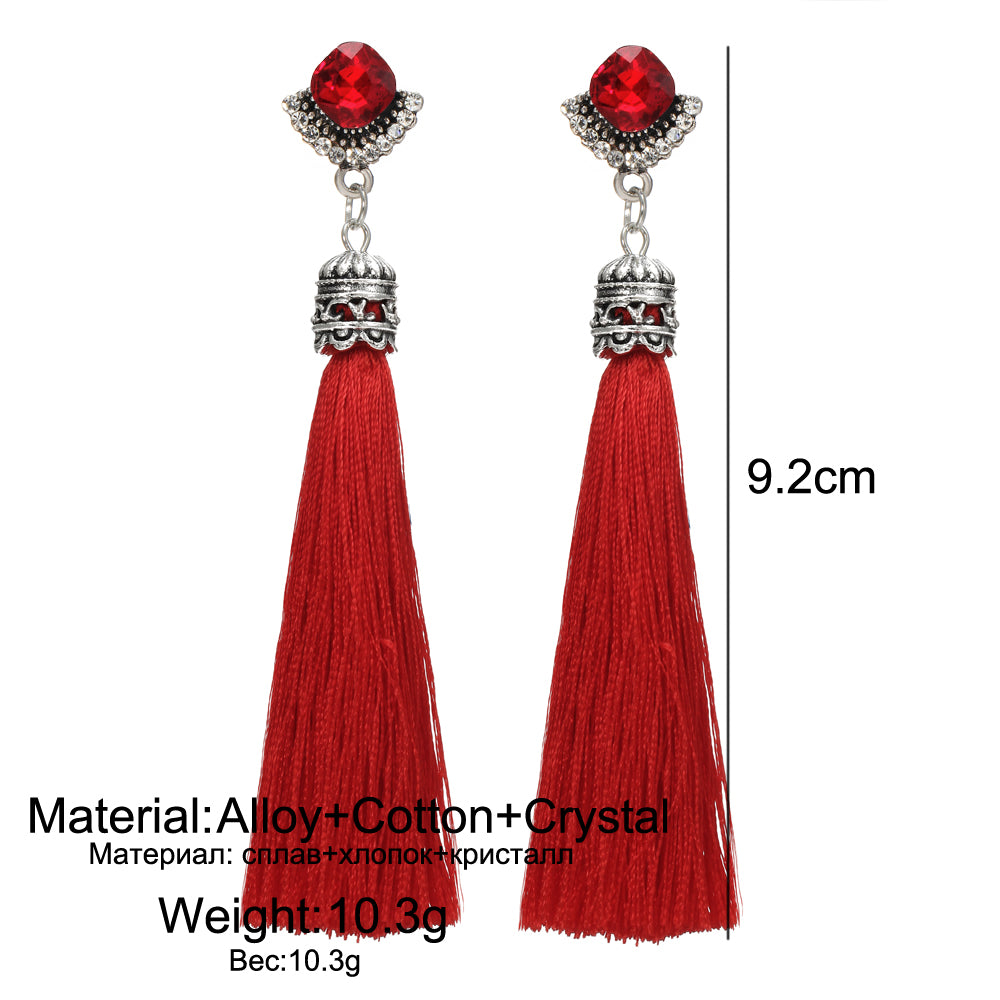 Crystal Long Tassel Drop Earrings For Women - jewelery-light