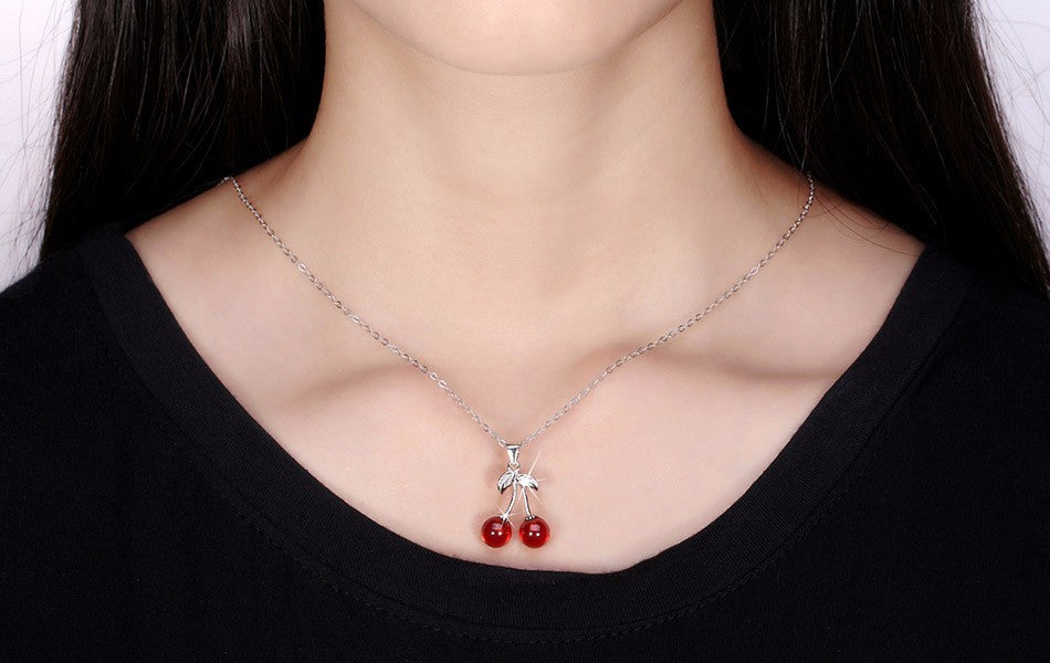 Cherry Pendant Necklaces for Women Genuine Silver Jewelry - jewelery-light