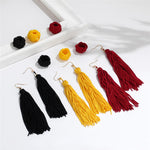Long Tassel Cotton Drop Earrings For Women - jewelery-light