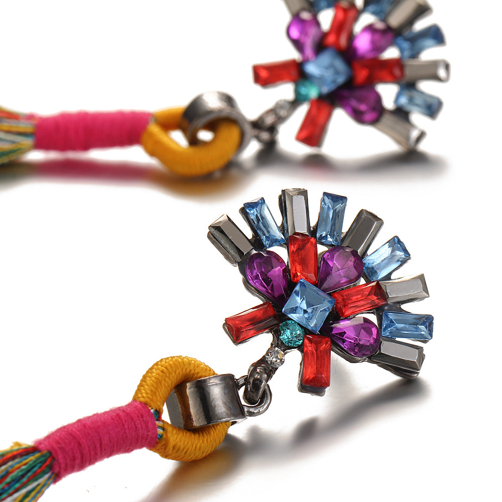 Crystal Long Tassel Drop Earrings For Women - jewelery-light
