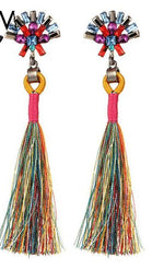Crystal Long Tassel Drop Earrings For Women - jewelery-light