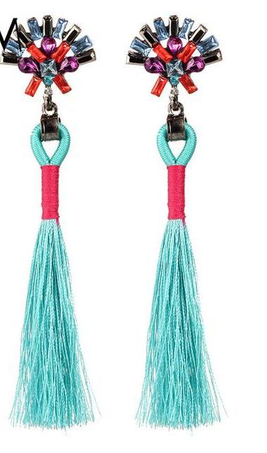 Crystal Long Tassel Drop Earrings For Women - jewelery-light
