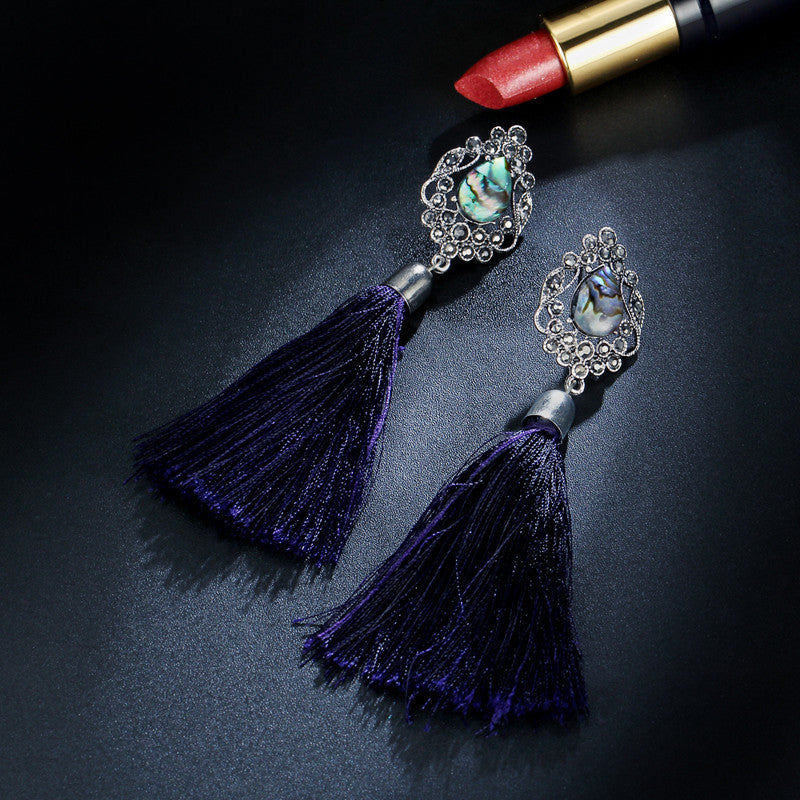 Crystal Long Tassel Drop Earrings For Women - jewelery-light