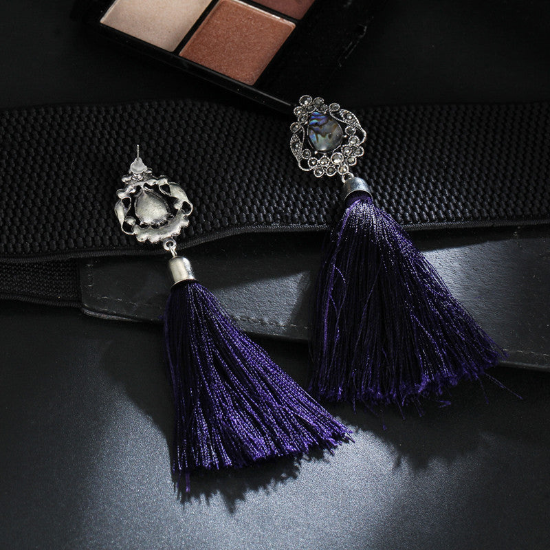 Crystal Long Tassel Drop Earrings For Women - jewelery-light