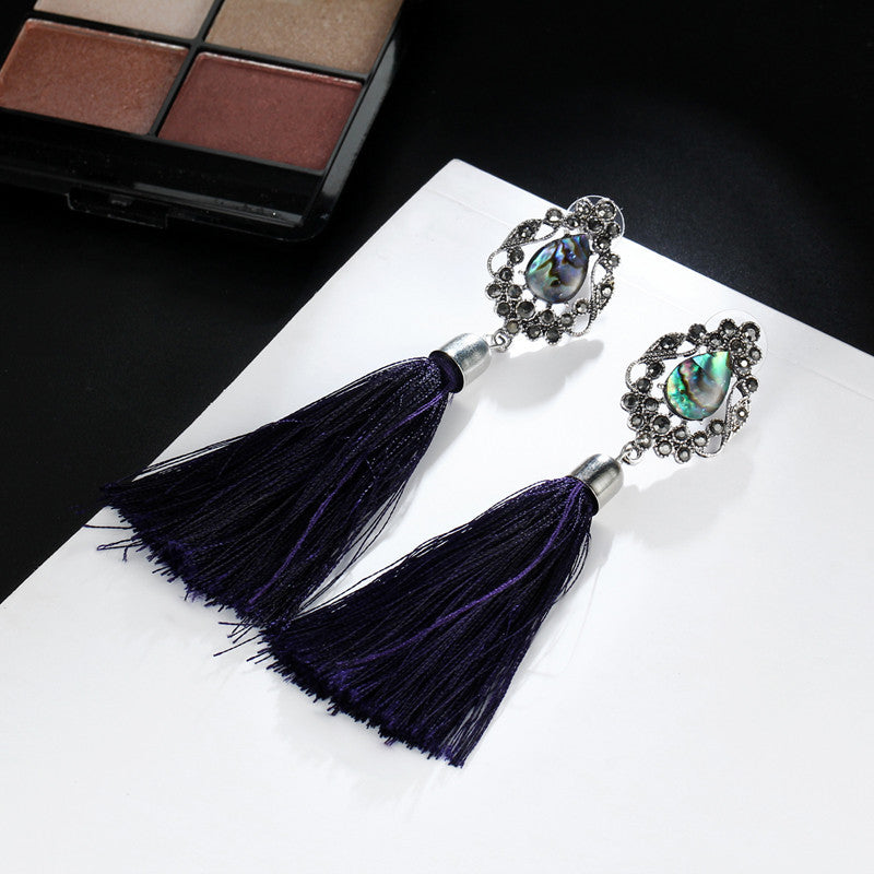 Crystal Long Tassel Drop Earrings For Women - jewelery-light