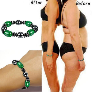 1Pc Weight Loss Round Black Stone Magnetic Therapy Bracelet Health Care - jewelery-light