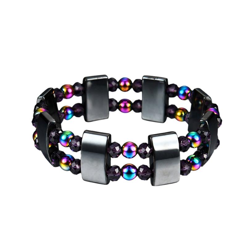 1Pc Weight Loss Round Black Stone Magnetic Therapy Bracelet Health Care - jewelery-light