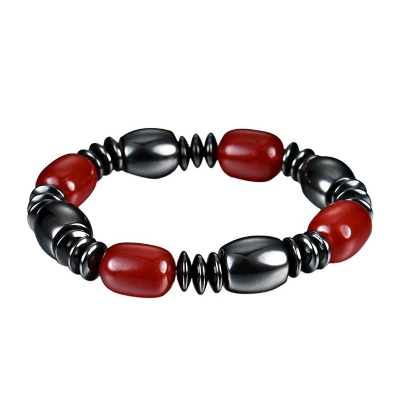 1Pc Weight Loss Round Black Stone Magnetic Therapy Bracelet Health Care - jewelery-light