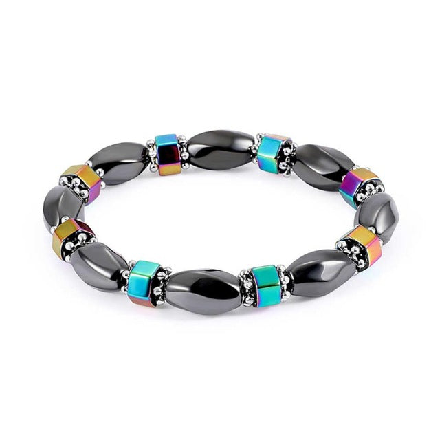 1Pc Weight Loss Round Black Stone Magnetic Therapy Bracelet Health Care - jewelery-light