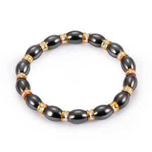 1Pc Weight Loss Round Black Stone Magnetic Therapy Bracelet Health Care - jewelery-light