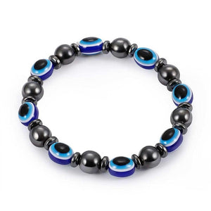 1Pc Weight Loss Round Black Stone Magnetic Therapy Bracelet Health Care - jewelery-light