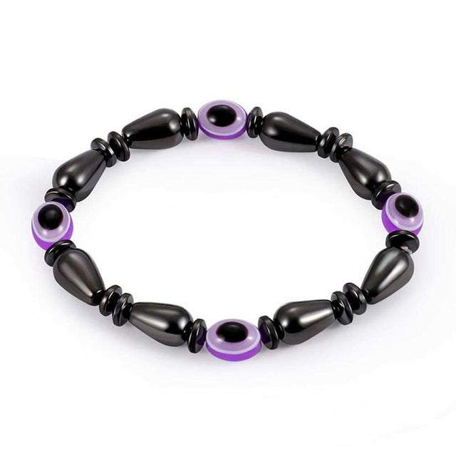 1Pc Weight Loss Round Black Stone Magnetic Therapy Bracelet Health Care - jewelery-light