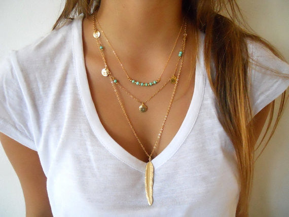 Necklaces Beads Choker Feather Pendants  for women - jewelery-light