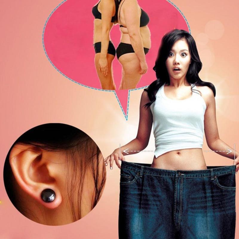 1 pair Weight Loss Stud Earrings Black Stone Magnetic Women - jewelery-light