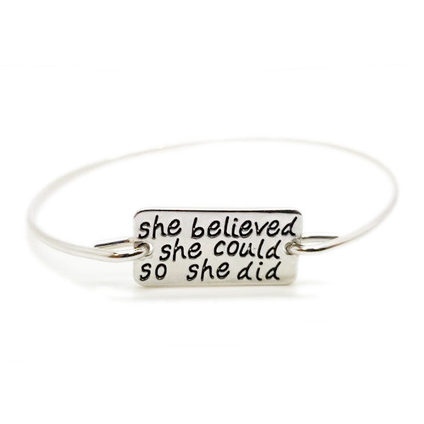 She Believed She Could So She Did Bangle - jewelery-light