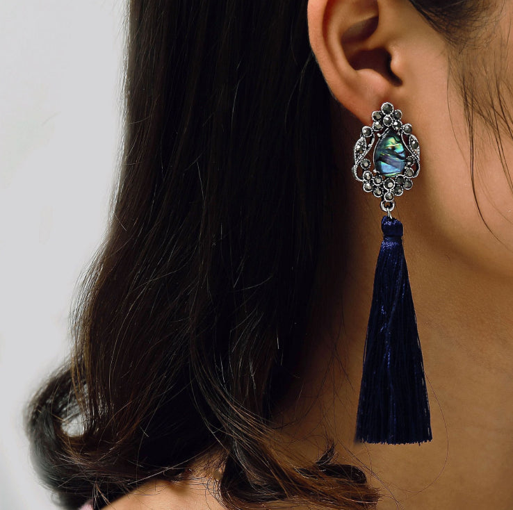 Crystal Long Tassel Drop Earrings For Women - jewelery-light
