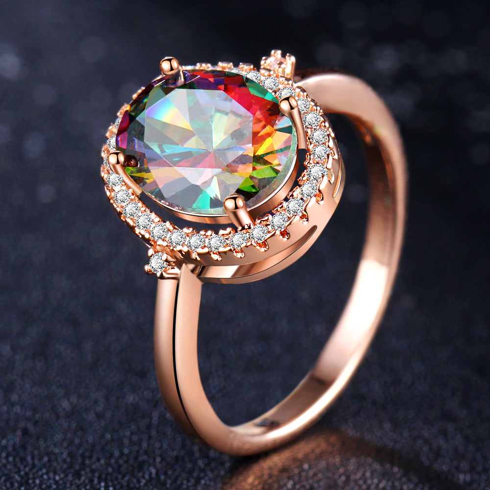 Big Round Crystal Wedding Engagement Rings For Women Female Fashion - jewelery-light