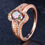 Crystal Rings For Women Hollow Geometric Statement Engagement Ring - jewelery-light