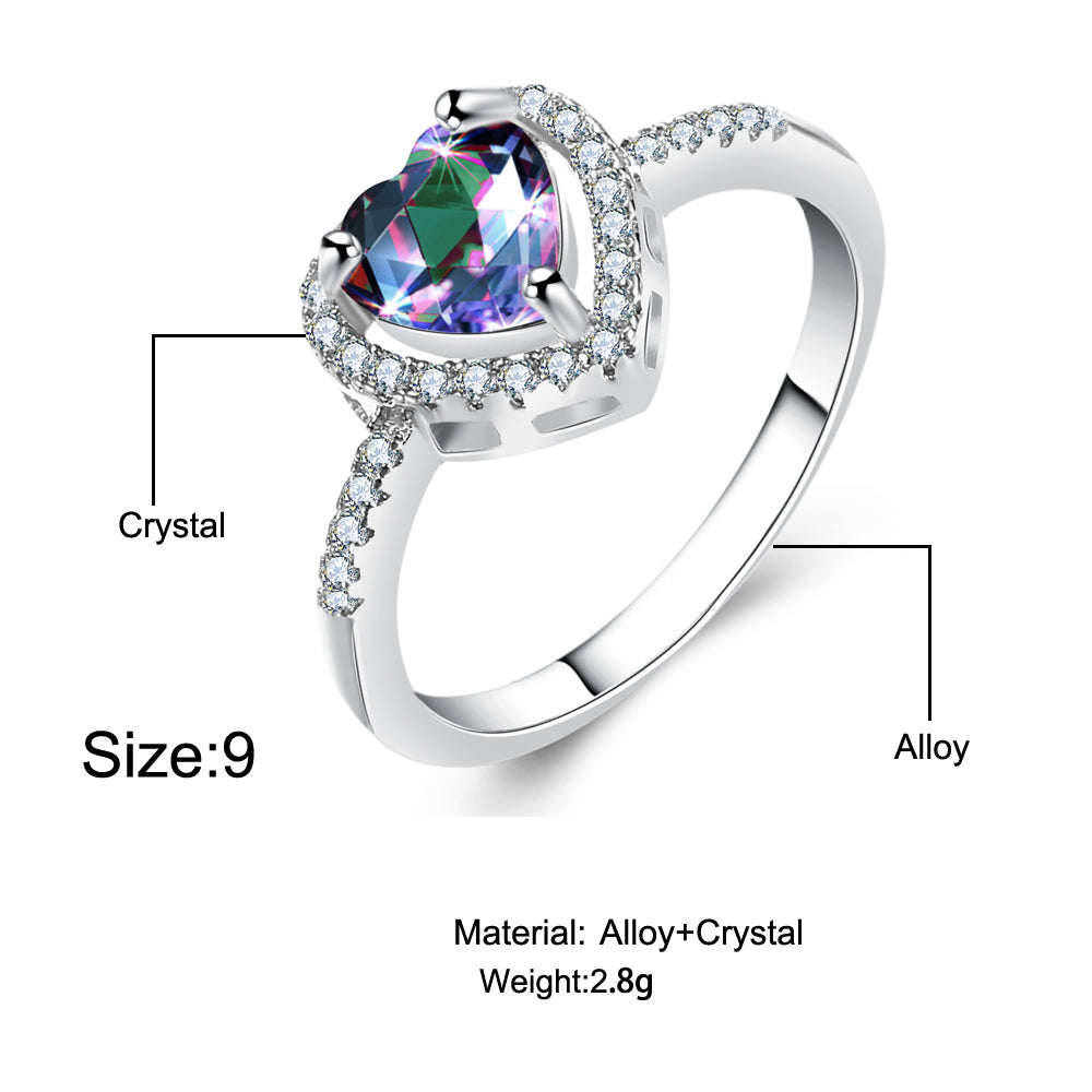 Heart Crystal Wedding Rings For Women - jewelery-light