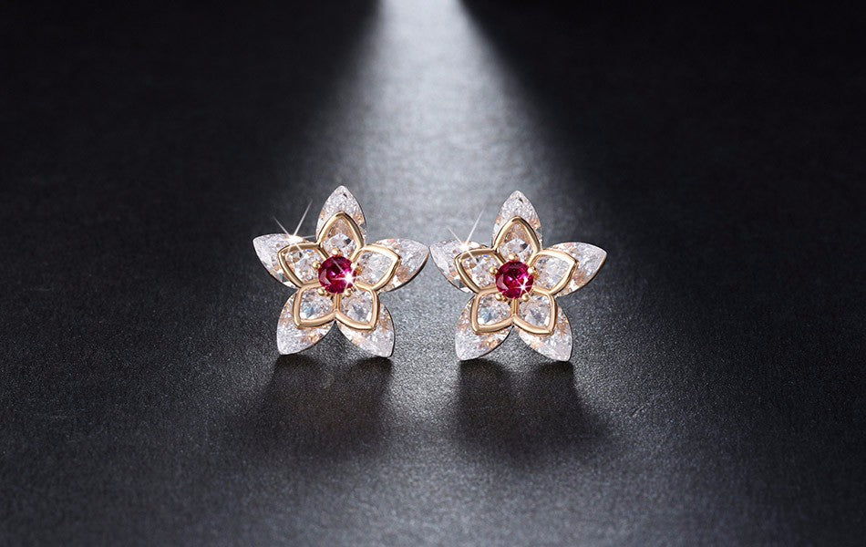 Cute Flower Crystal Stud Earring - jewelery-light
